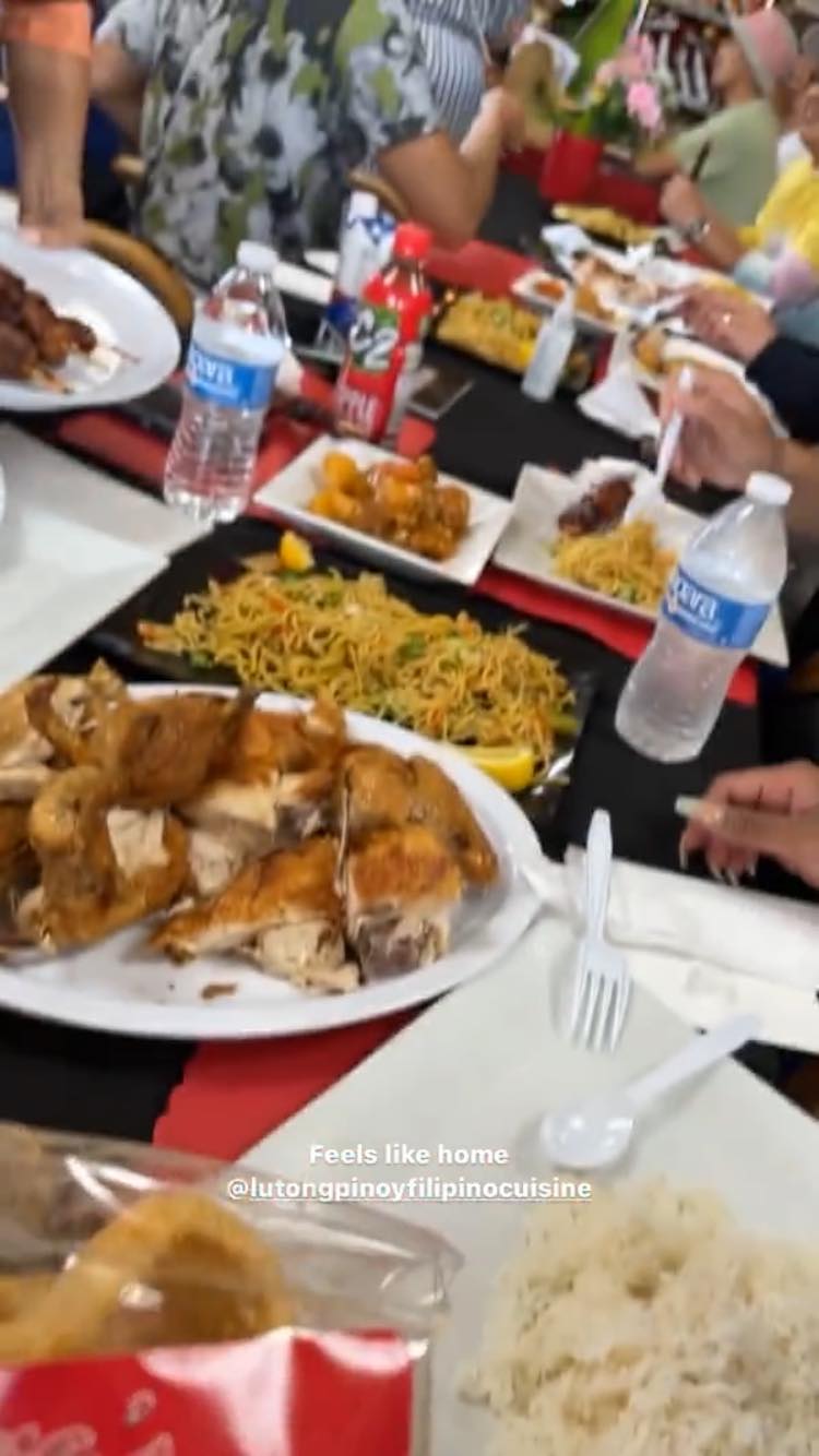 Noodles, Chicken, and other food as featured on Rabiya Mateo's IG stories.
