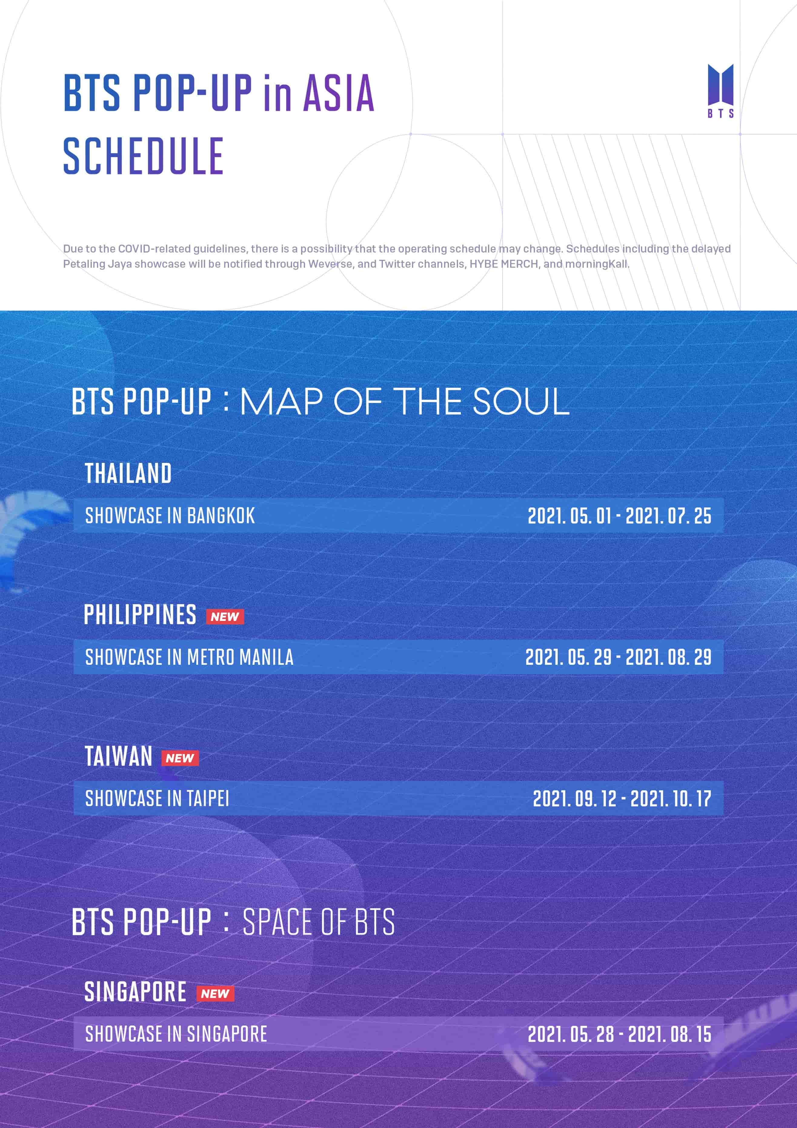 Dates and location for the BTS POP-UP: MAP OF THE SOUL