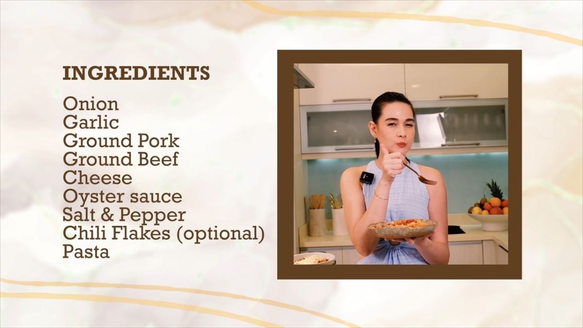 Bea Alonzo cooks Pinoy spaghetti - list of ingredients