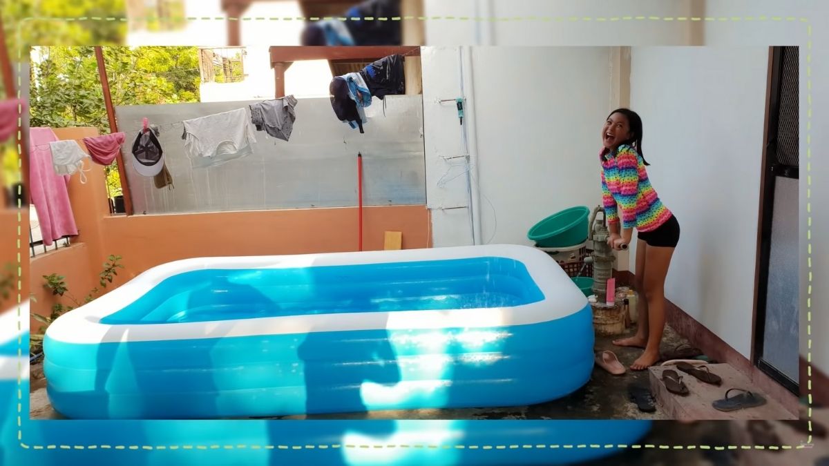 Bettinna Carlos temporary house tour in La Union: inflatable pool