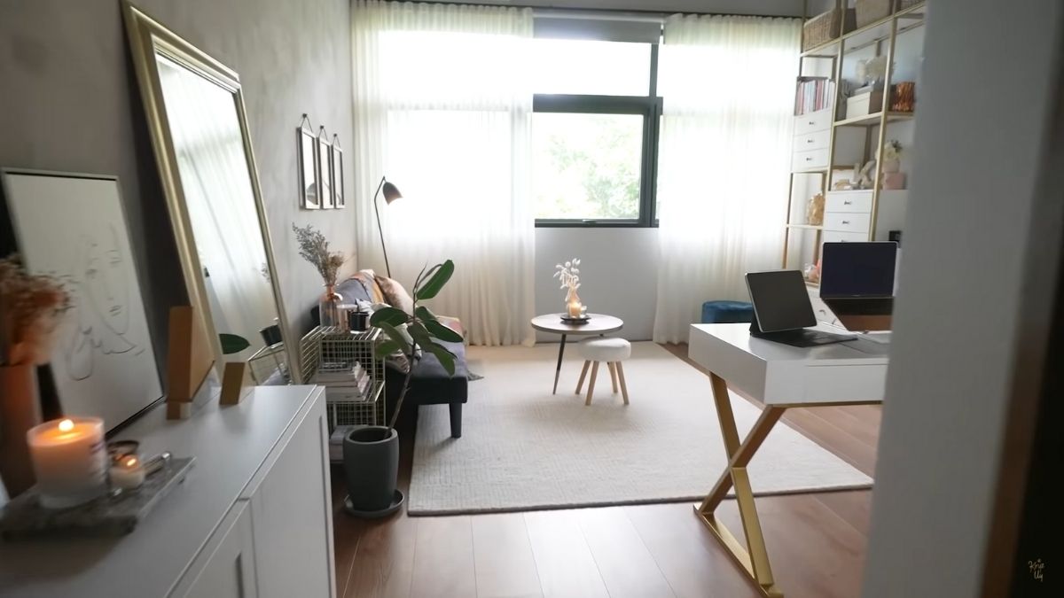 Kryz Uy home office makeover 2021: adding sheer curtains for soft light