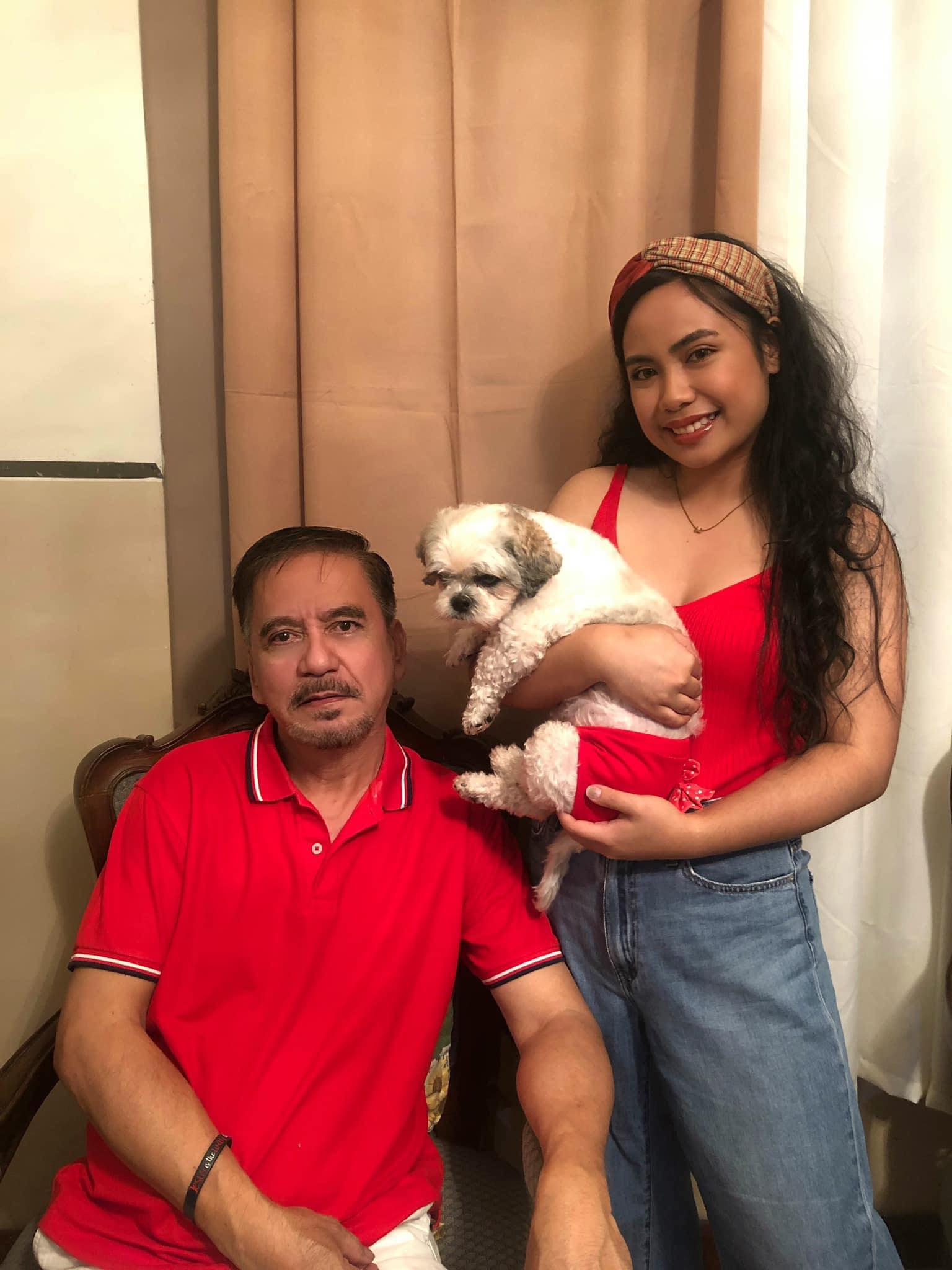 Pinay with dad and dog