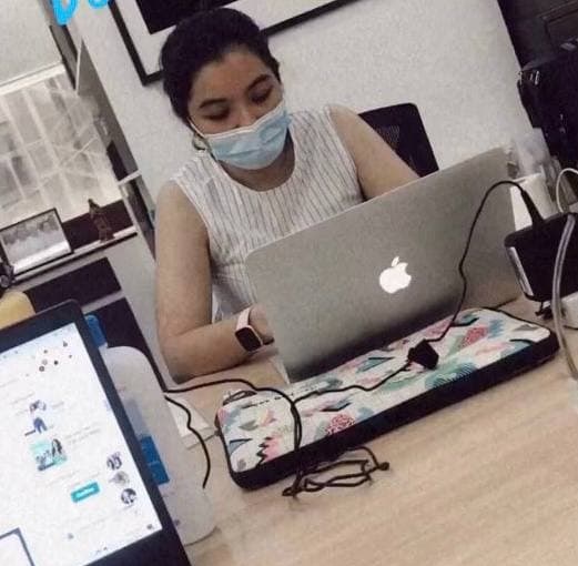 Pinay working in the office