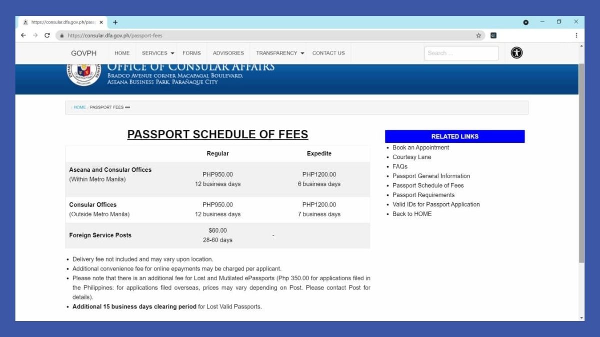 renew passport fees