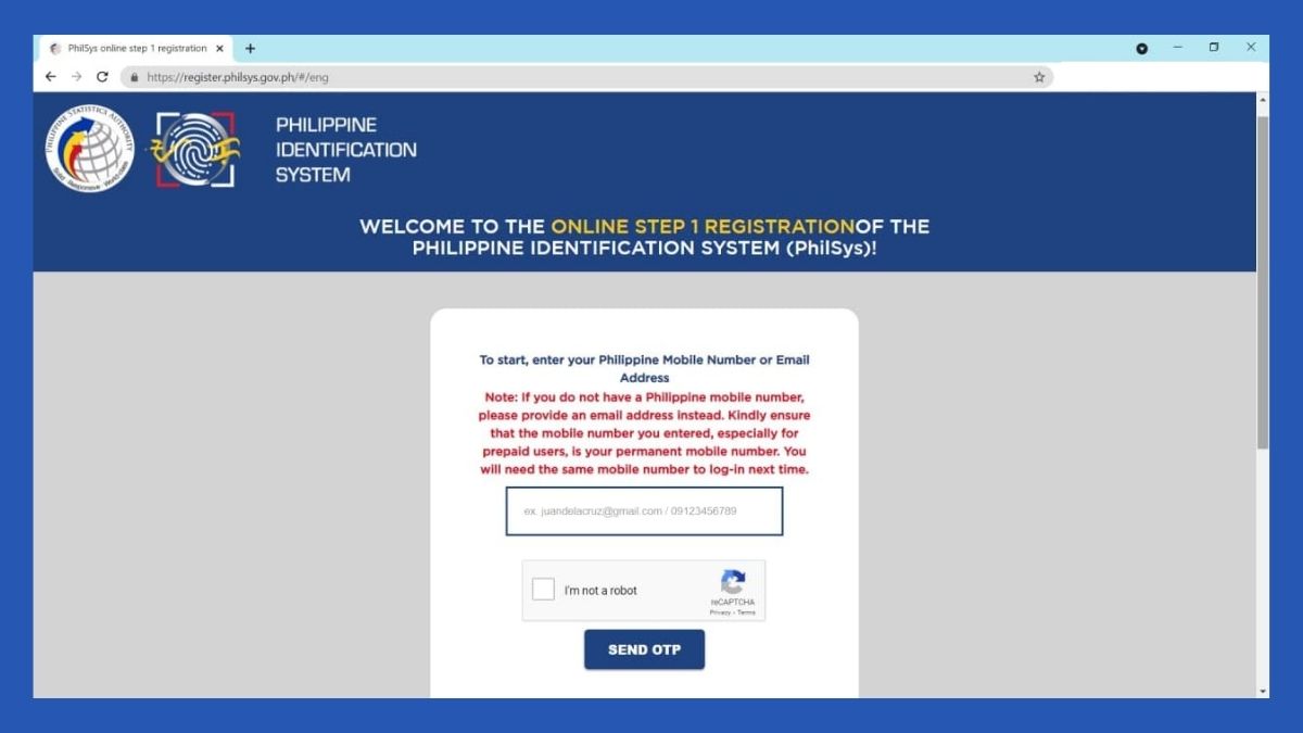 National ID registration - online application form