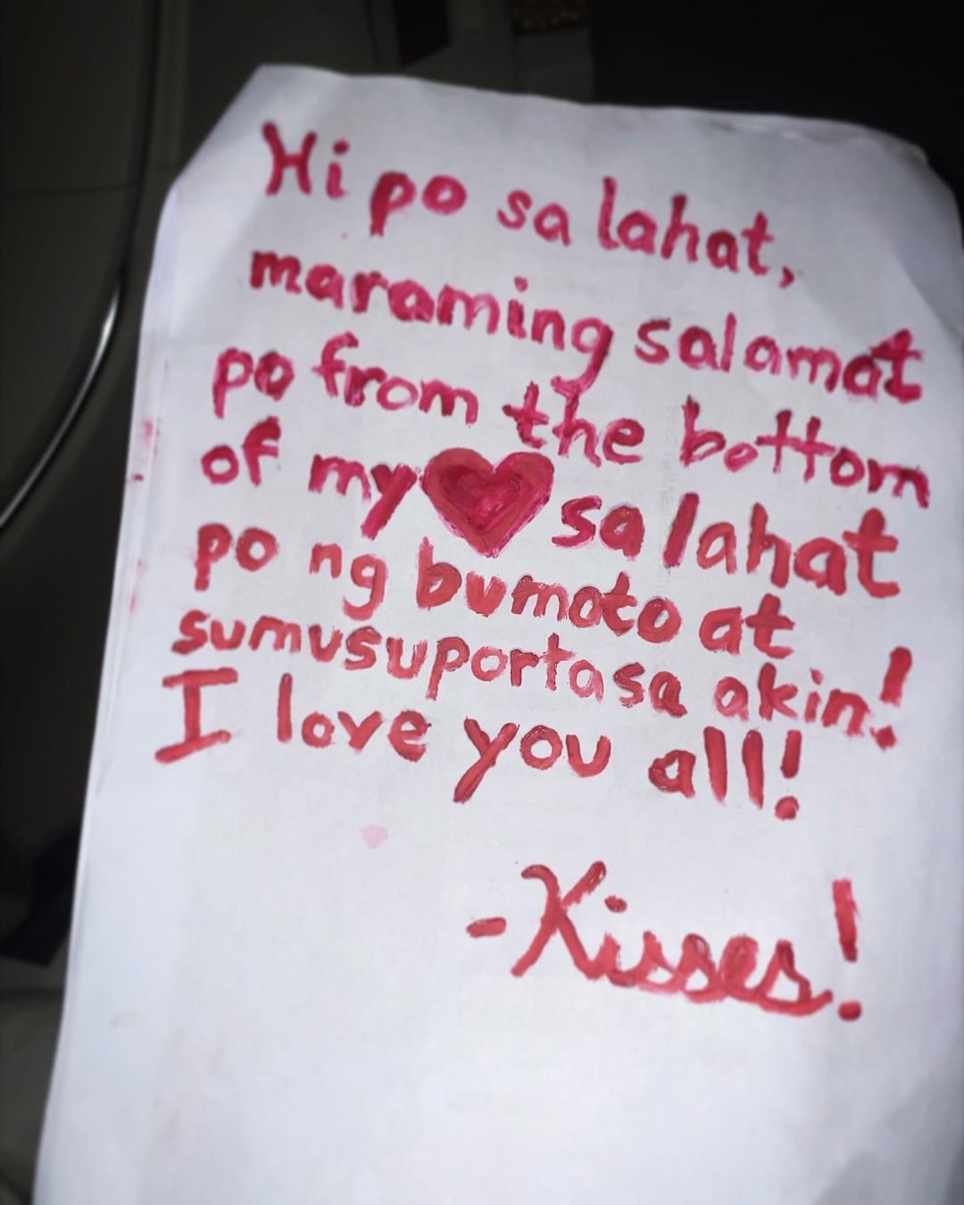 Thank You note from Kisses Delavin