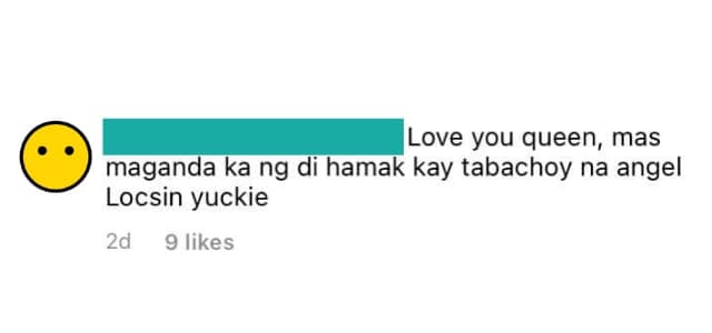 Basher's comment on Jessy Mendiola's ig post fat shaming Angel Locsin