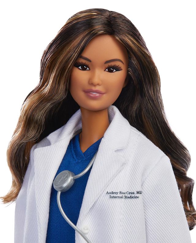 Filipina-American doctor as a Barbie doll