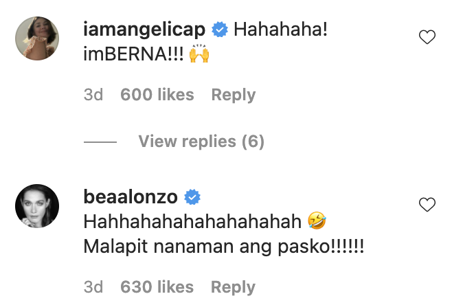 Angelica Panganiban and Bea Alonzo's comment on Angel Locsin's throwback video singing Sana Ngayong Pasko