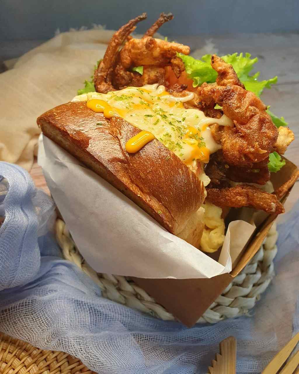 Sunny Side's premium egg drop sandwich: soft-shell crab