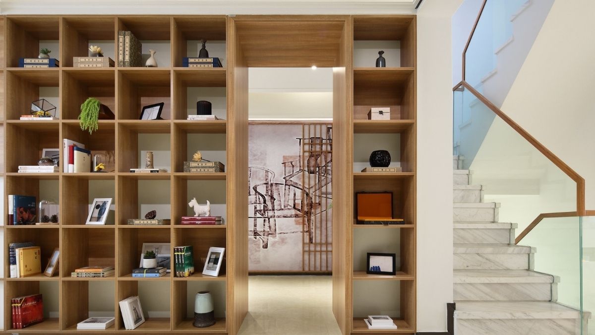 room divider ideas - storage shelves