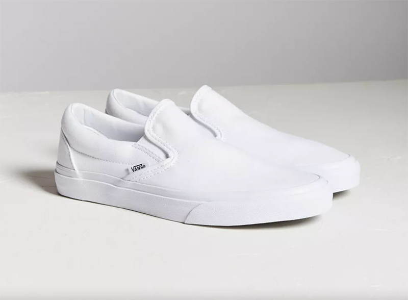 Vans white slip-ons