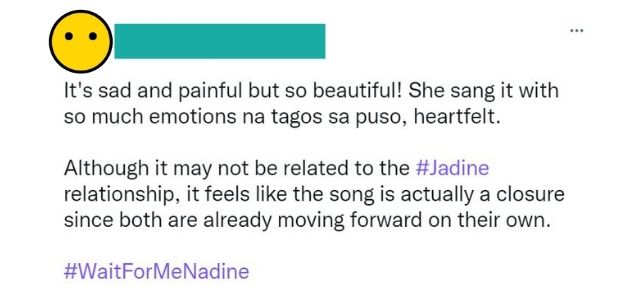 Fan reaction to Nadine Lustre's Wait for Me song