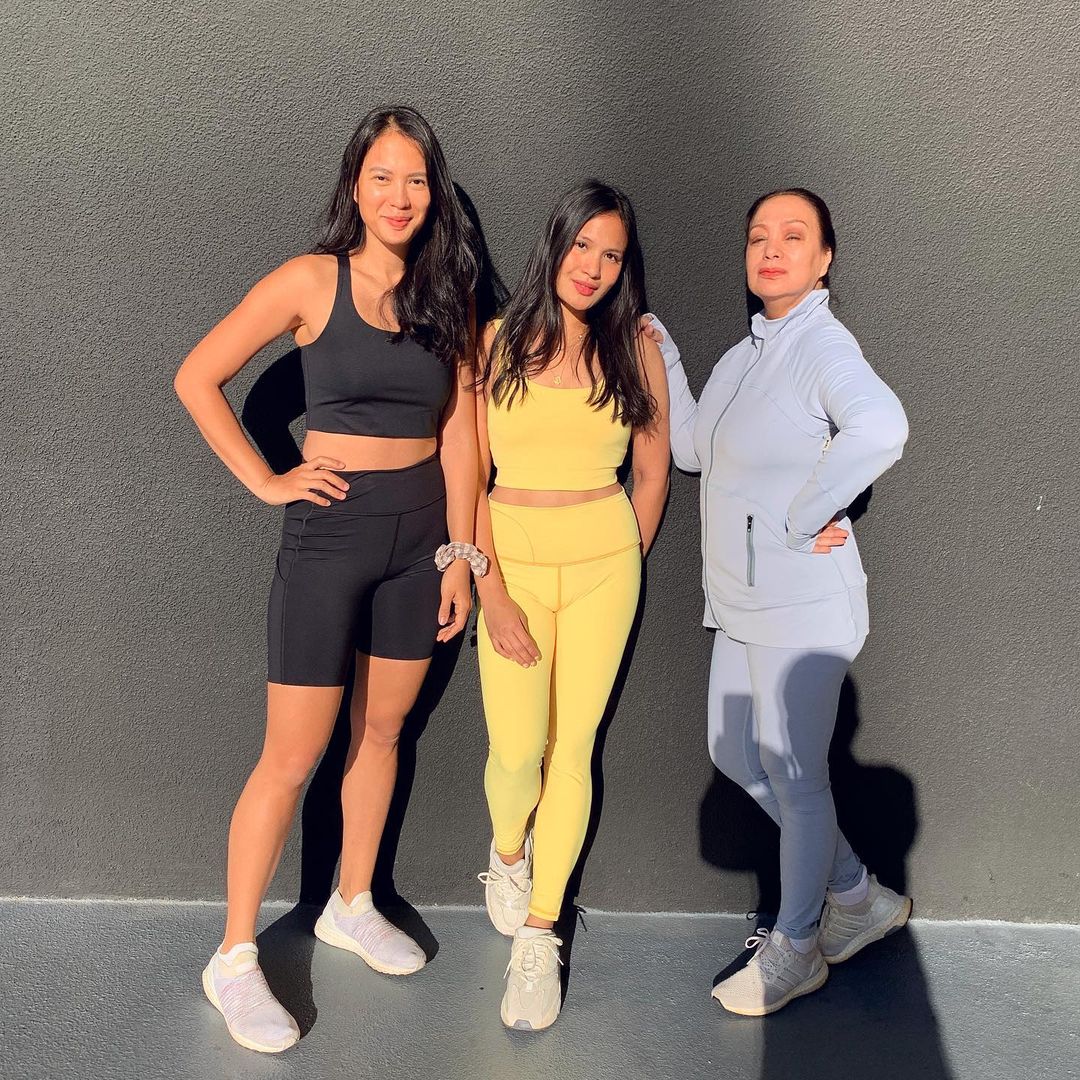 Isabelle Daza shares a snapshot of her, sister Ava Diaz, and mom Gloria Diaz all wearing activewear.