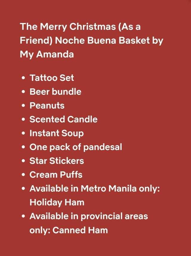 Netflix Noche Buena Website basket contents