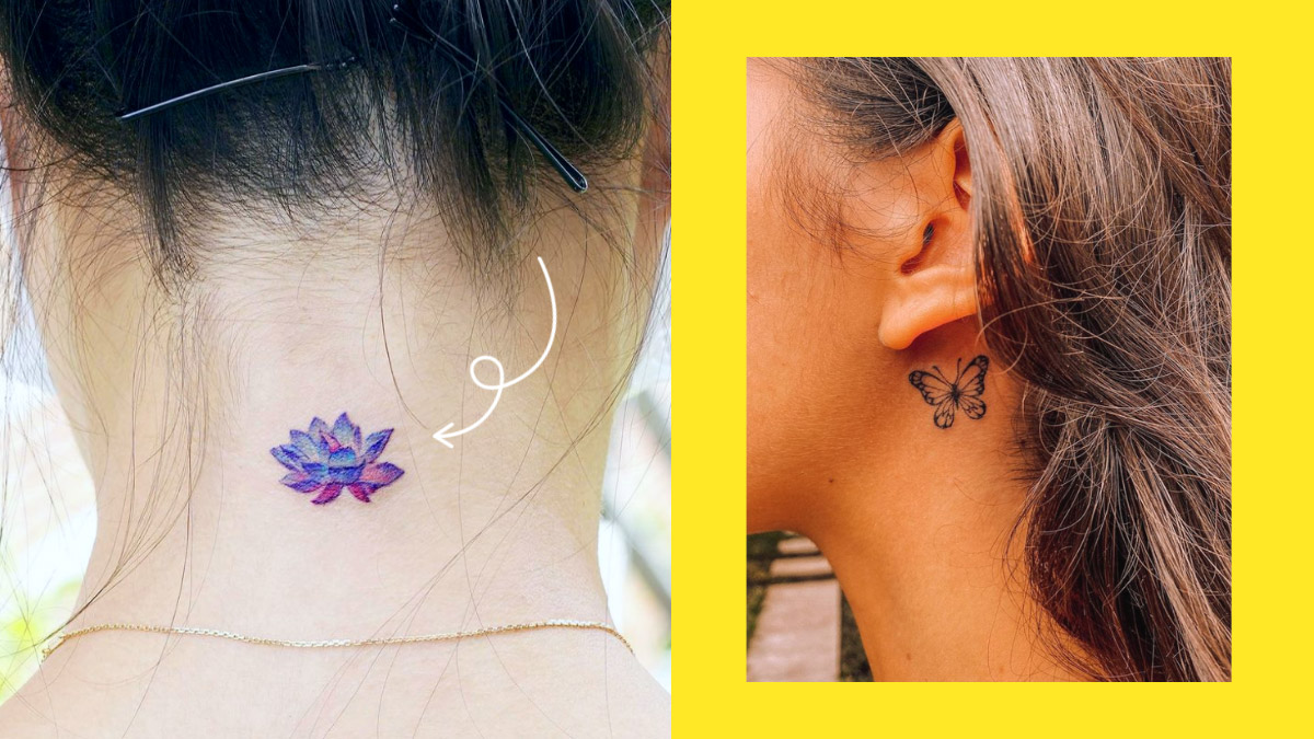 1. Small tattoo at the back of the neck - wide 8