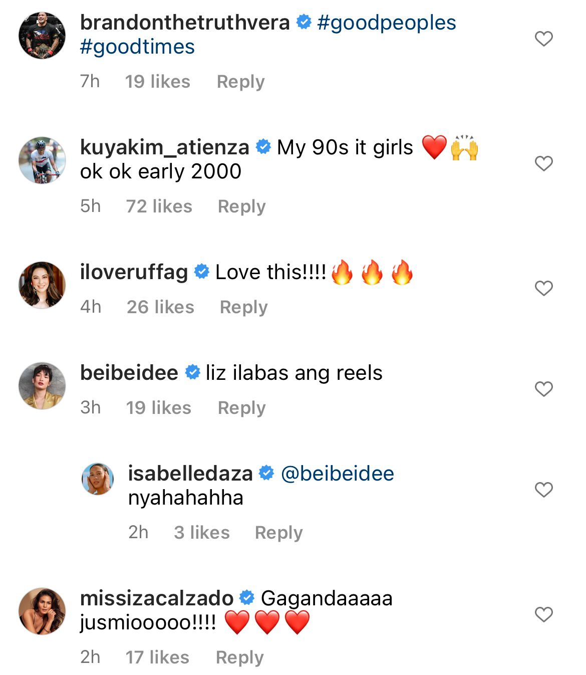 Isabelle Daza's ig comments