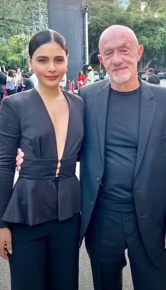 Lovi Poe with Jonathan Banks at the red carpet premiere of Better Call Saul