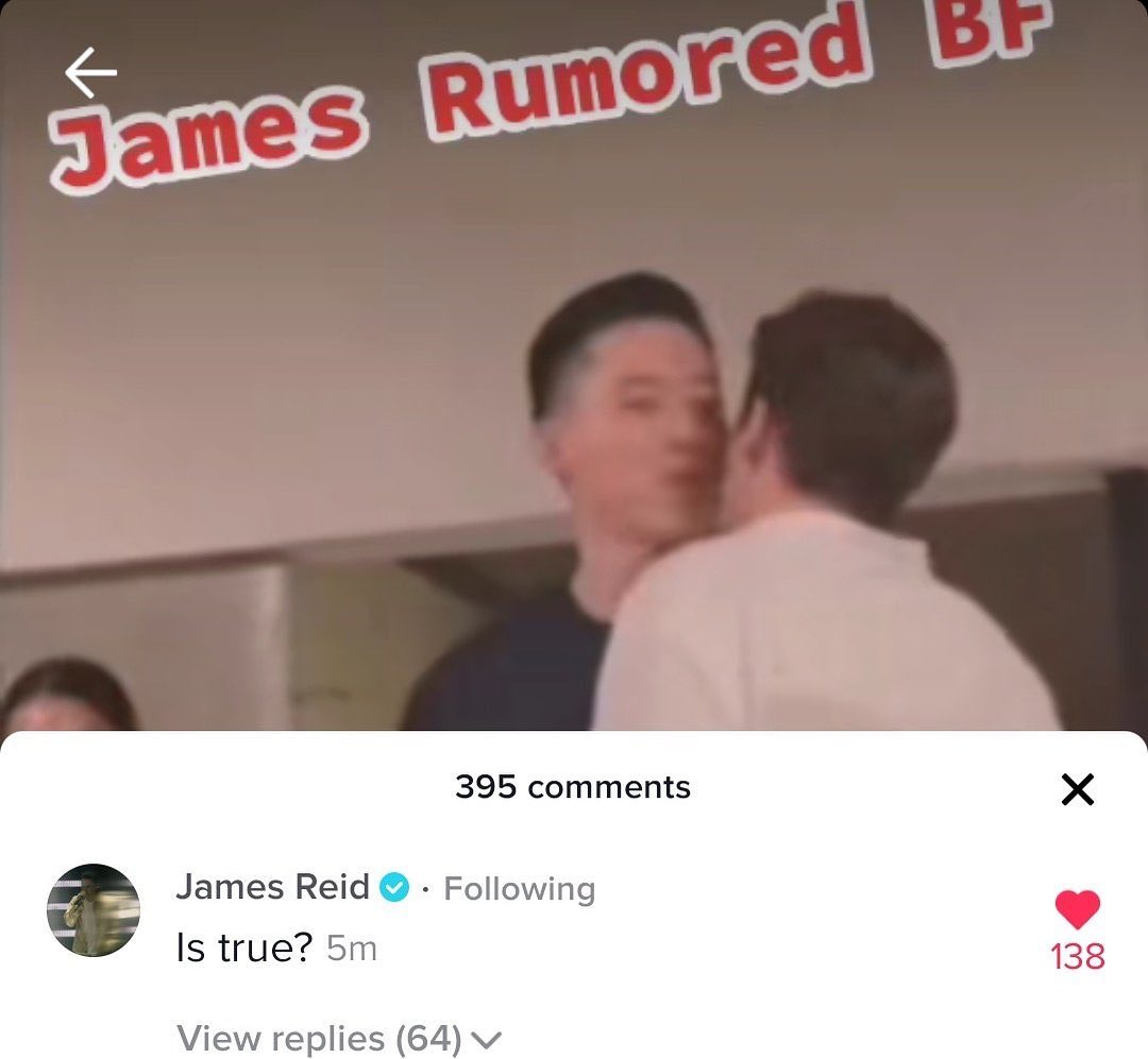 James Reid reacts to viral TikTok kissing video