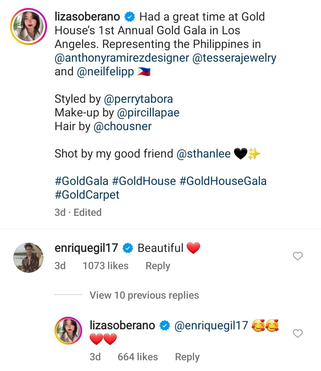 Enrique Gil and Liza Soberano exchange sweet comments on Instagram while apart