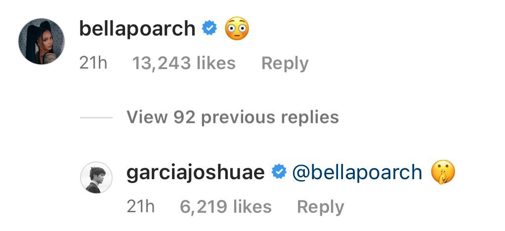 Bella Poarch and Joshua Garcia's ig comments