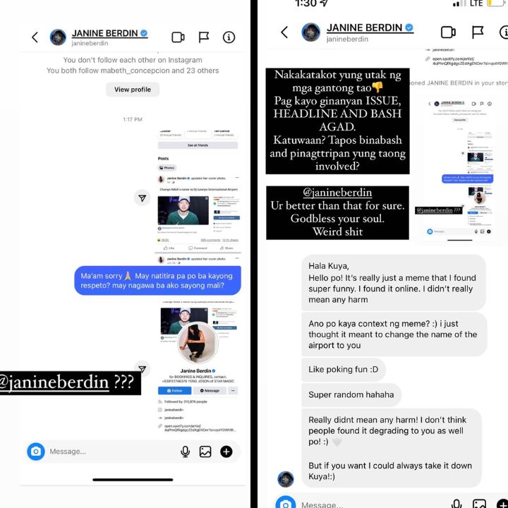 DJ Loonyo and Janine Berdin's direct messages