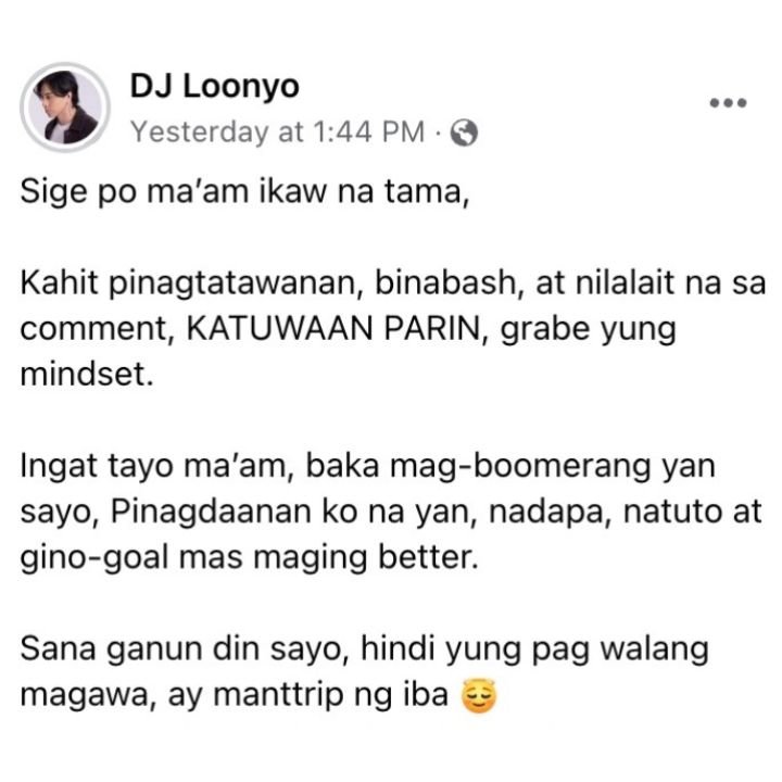 DJ Loonyo's last FB post