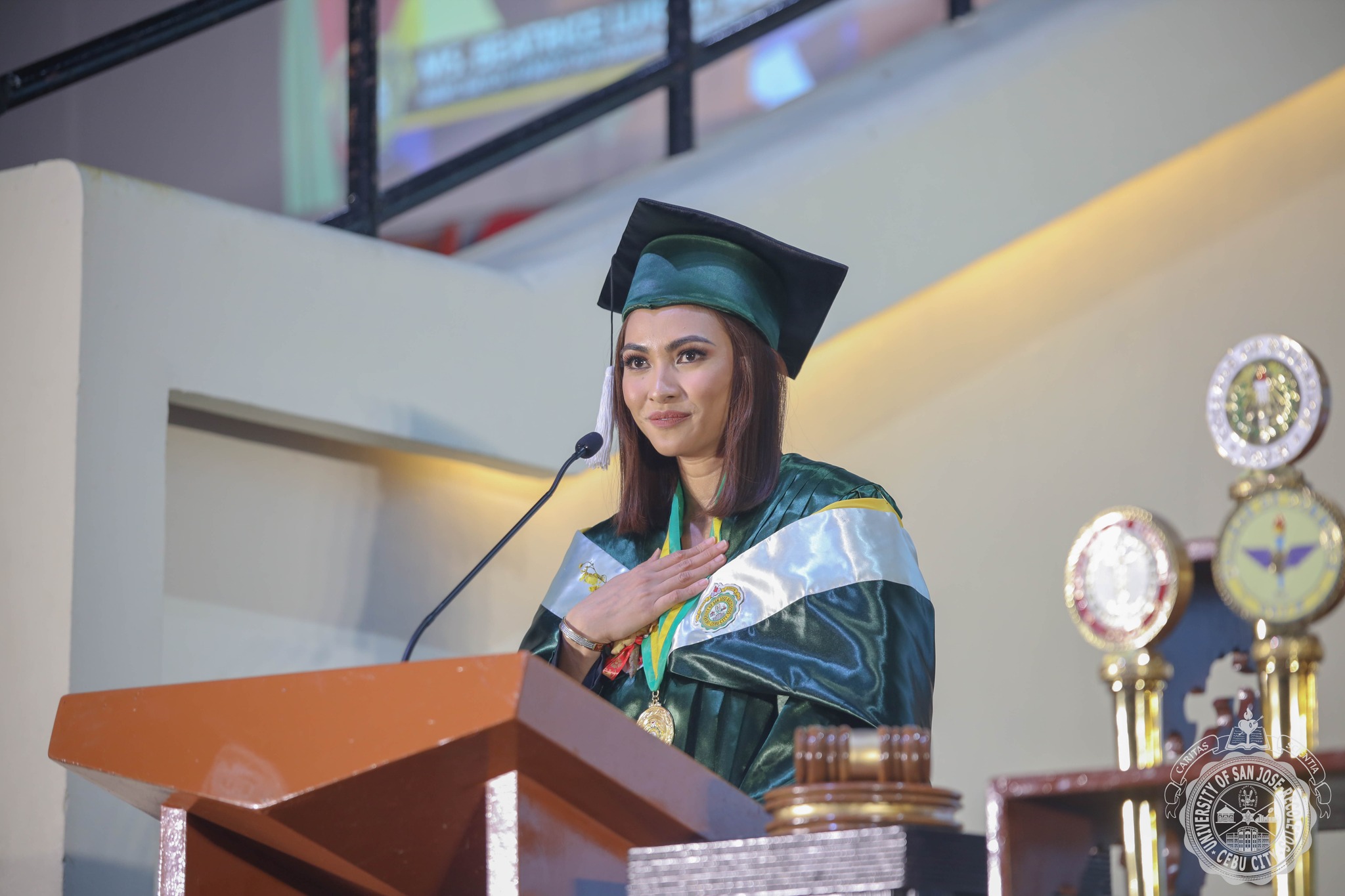 Bea Gomez graduates with a degree in Mass Communications from the University of San Jose-Recoletos