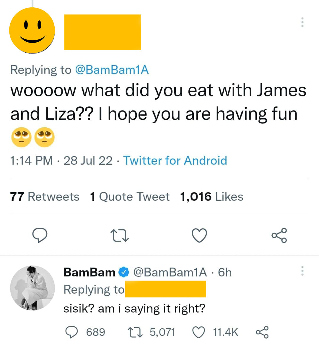 GOT7's BamBam confirms he ate sisig with Liza Soberano and James Reid