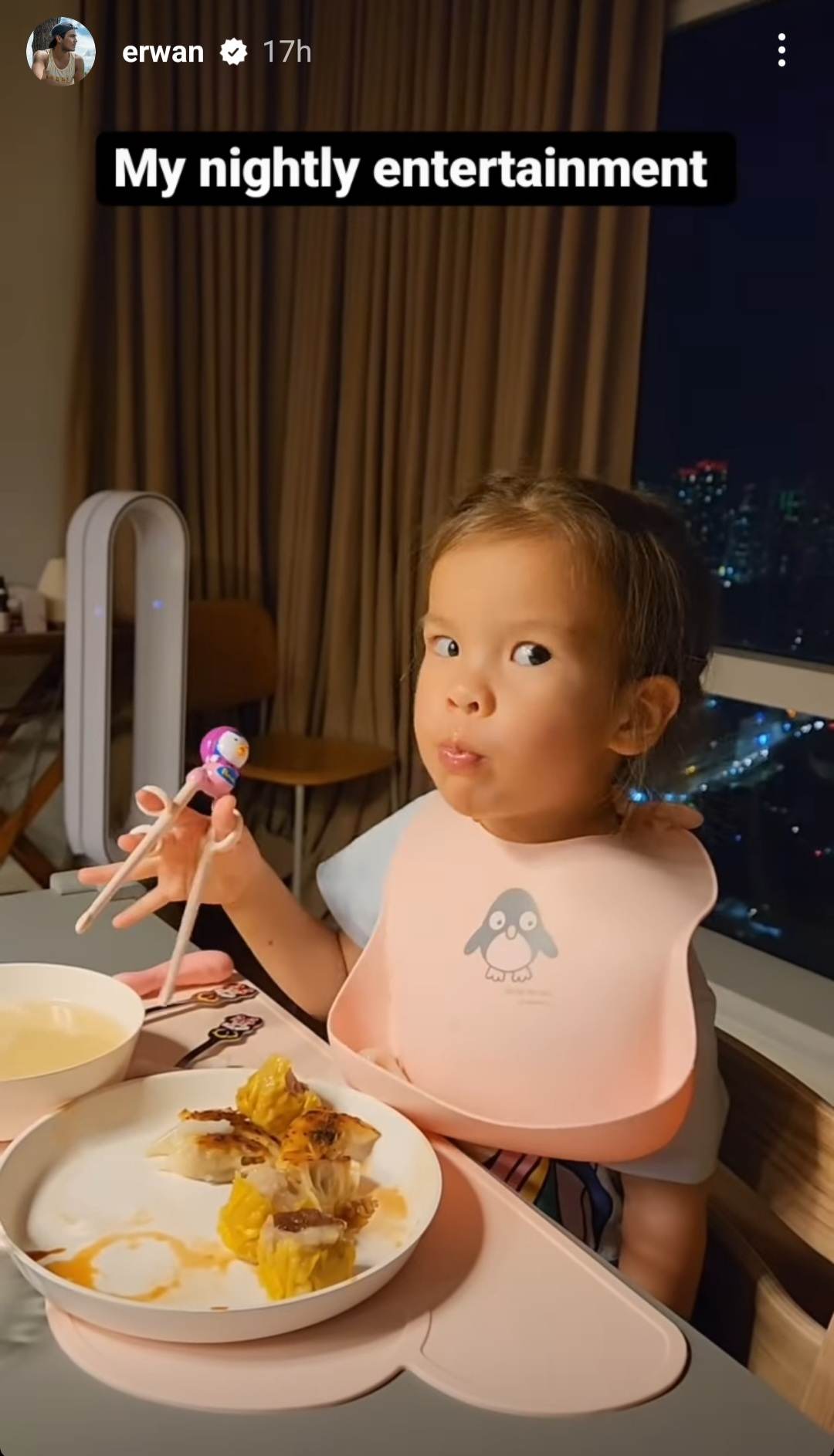 Erwan Heussaff shares cute video of Dahlia eating with chopsticks