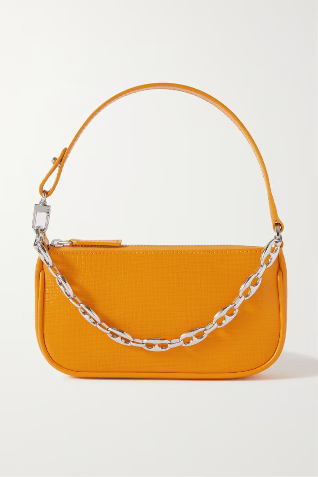 By Far Rachel Mini Chain-Embellished Textured-Leather Shoulder Bag