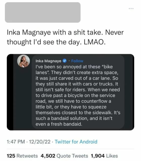 inka magnaye bike lanes issue