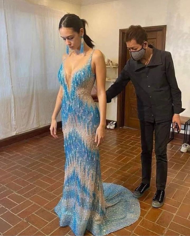 Celeste Cortesi Miss Universe Philippines 2022 evening gown fitting