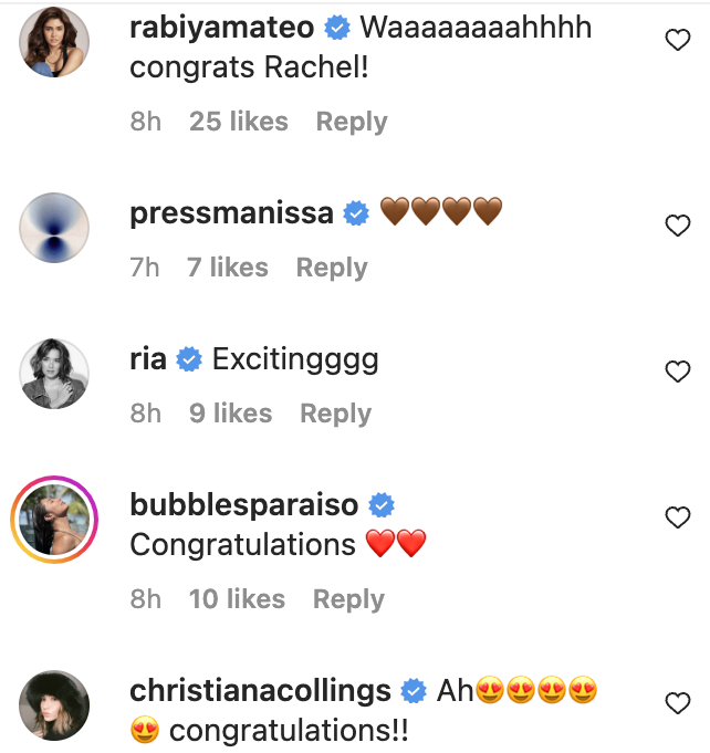 comments on rachel peters' instagram account