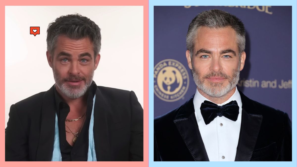 Chris Pine with natural gray hair