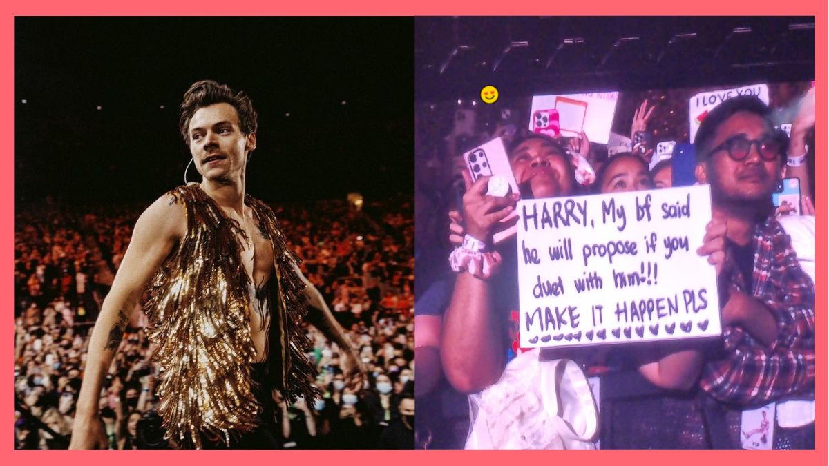 Harry Styles Helped A Filipino Fan *Propose* During His Concert In Manila