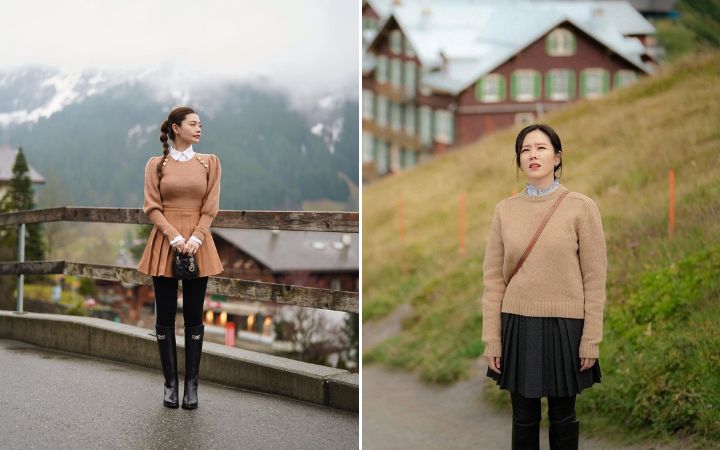 verniece enciso son ye jin crash landing on you episode 2 outfit brown sweater