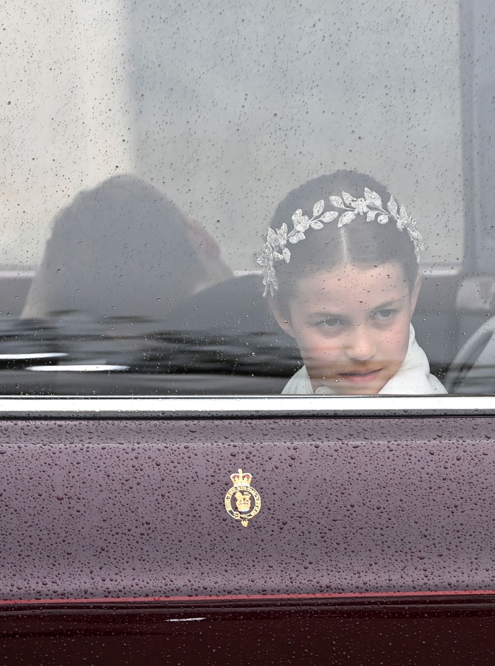 princess Charlotte in the car traveling to King Charles III coronation