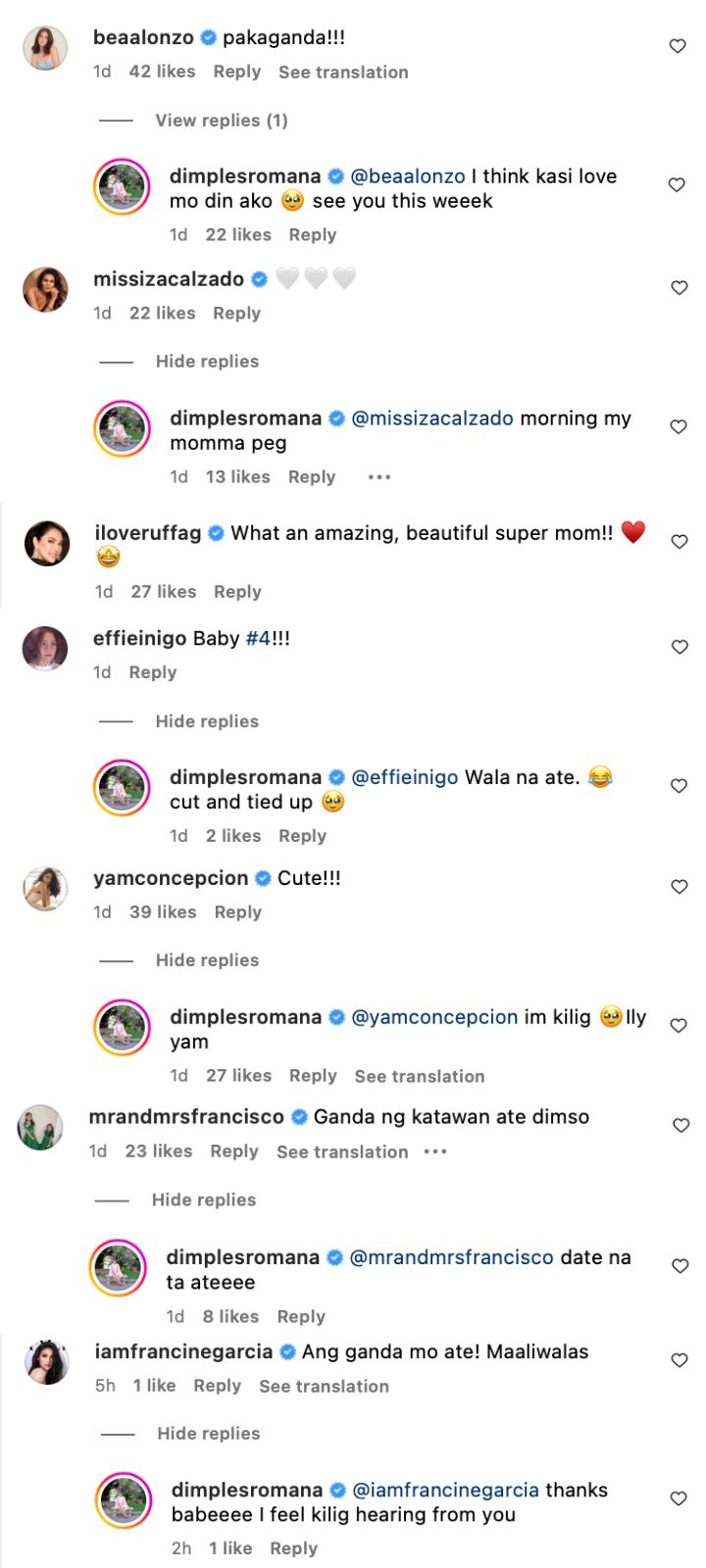 celebrities react to Dimples Romana's body positivity post
