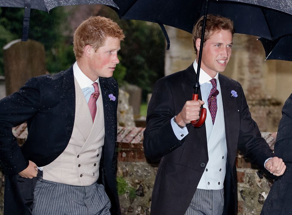 Prince William and Prince Harry at the wedding of Tom Parker Bowles