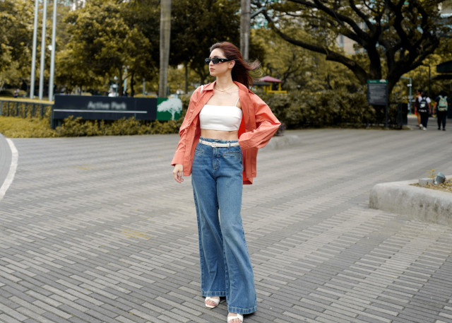 Coleen Garcia wearing Love Bonito Bradie Denim Flare Jeans
