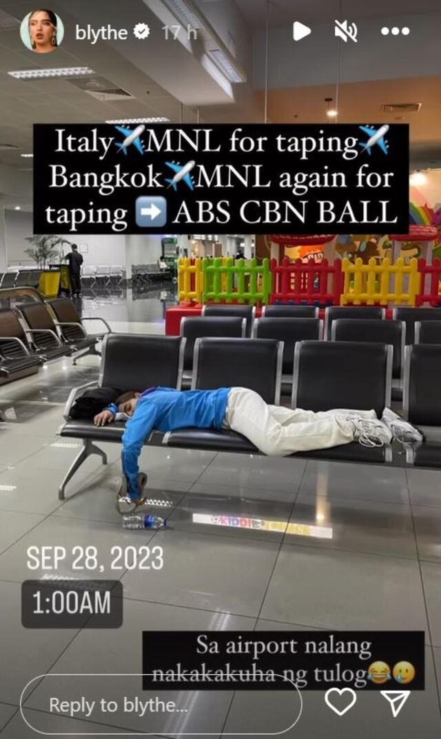 Andrea Brillantes sleeping at the airport before the ABS-CBN Ball 2023