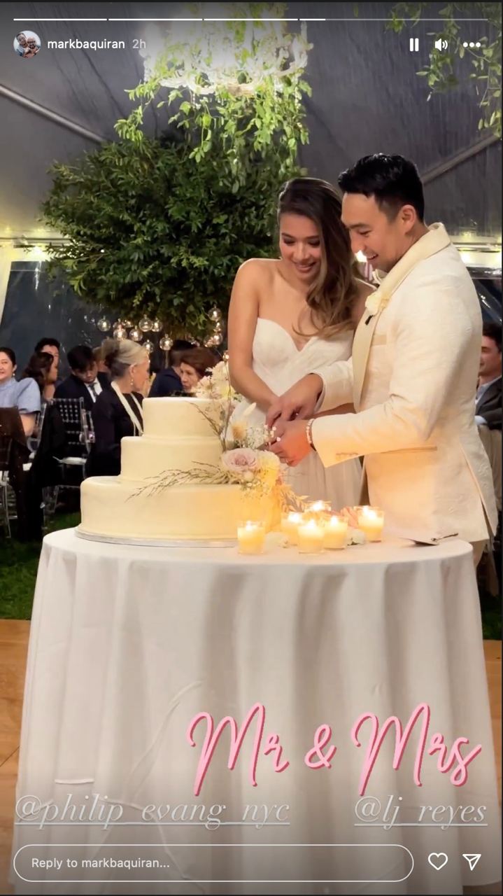 LJ Reyes and Philip Evangelista at their wedding reception