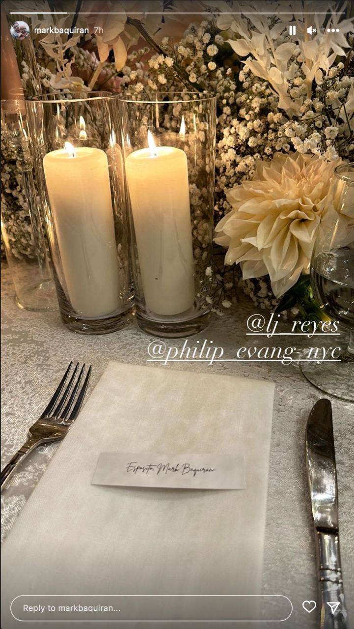 LJ Reyes and Philip Evangelista's  wedding reception table setting
