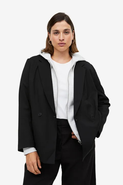 H&M  Double-breasted blazer in Black Dark