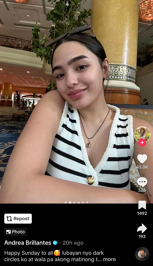 andrea brillantes no makeup selfie