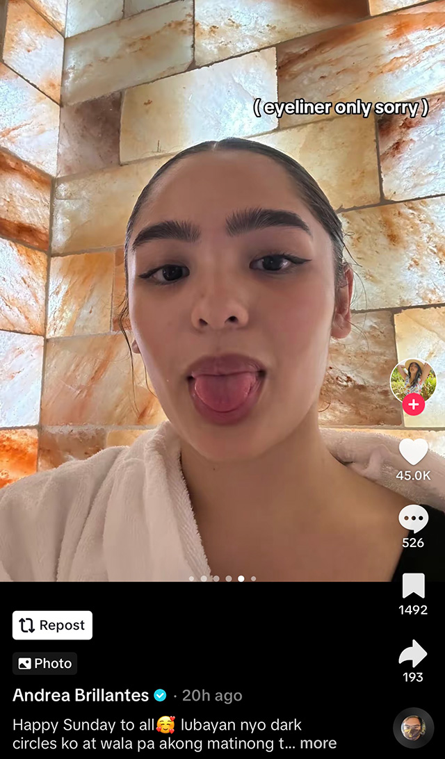 andrea brillantes no makeup selfie