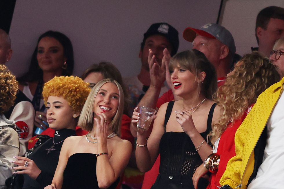 Taylor Swift was joined by Keleigh Sperry Teller and Miles Teller at the 2024 Super Bowl