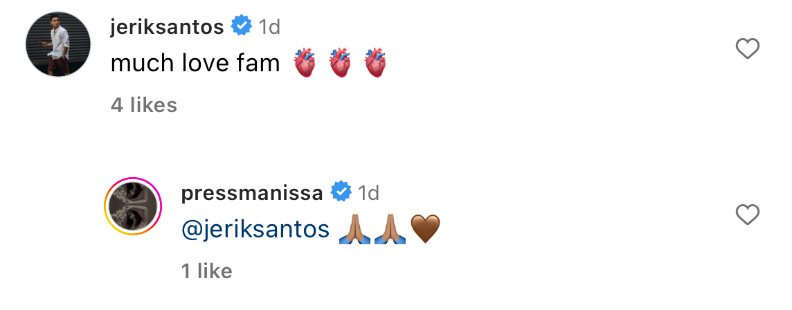 Jerik Santos leave comment on Issa Pressman's Instagram post