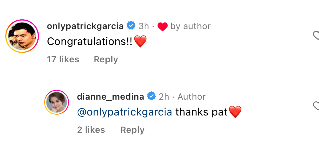 Patrick Garcia congratulates Dianne Medina on pregnancy